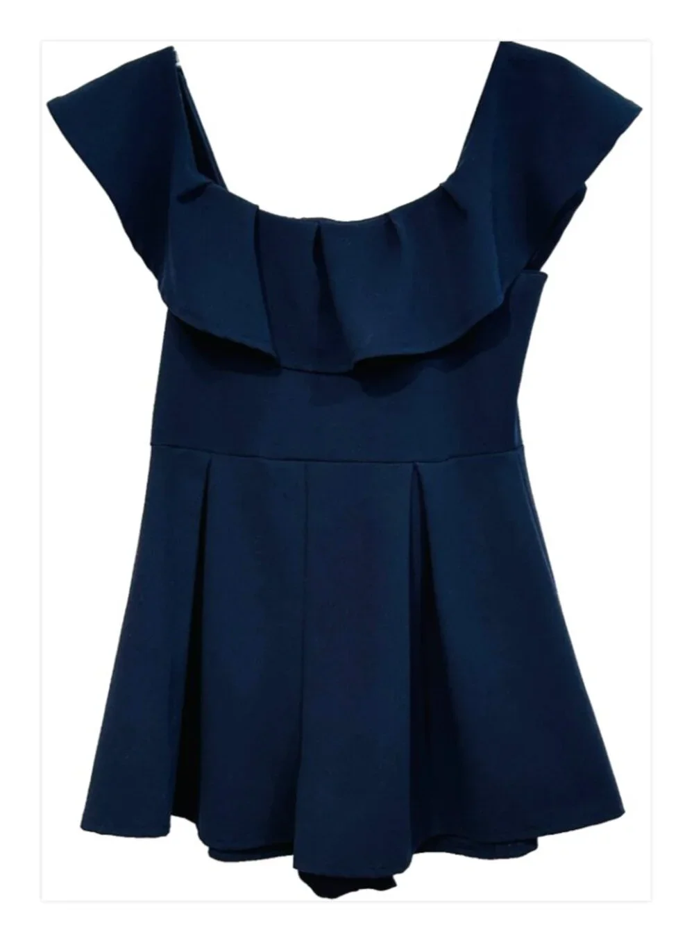 Fashion Nova Stretch Romper Shorts / Mini Dress Off Shoulder Navy Blue Womens 1X